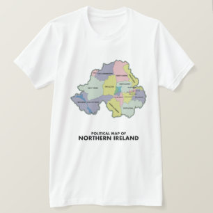 Camiseta Mapa Político Da Irlanda Norte.