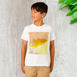 Camiseta Mapa político do Quirguistão e da Ásia Central