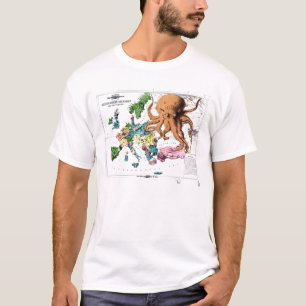 Camiseta Mapa político dos desenhos animados do vintage de