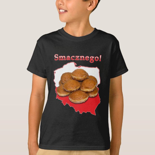 Camiseta Mapa Polonês do Paczki Smacznego (Frente)