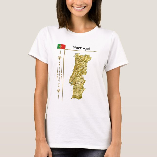 Camiseta Mapa Portugal + Sinalizador + Título T-Shirt (Frente)