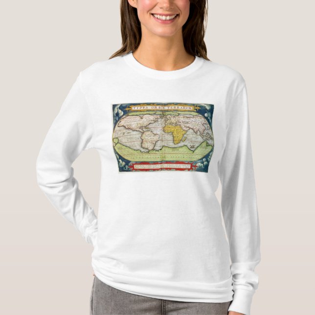 Camiseta Mapa que faz um mapa do senhor Francis Drake (Frente)