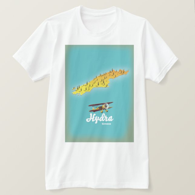 Camiseta Mapa retrô da Grécia Hydra (Frente do Design)