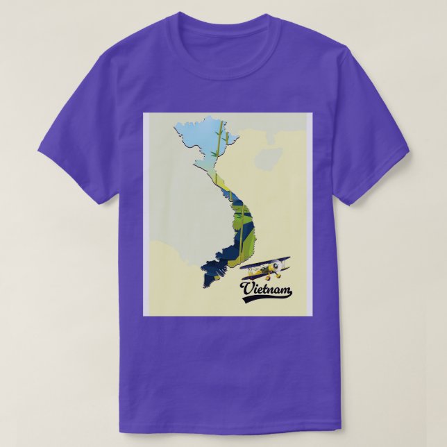 Camiseta mapa retrô do Vietnã (Frente do Design)