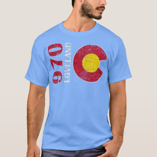 Camiseta Mapa Retro Fade de Loveland Colorado 970