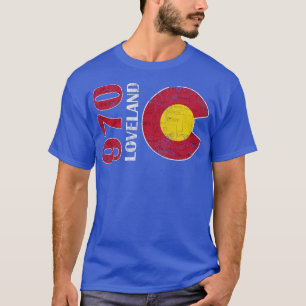 Camiseta Mapa Retro Fade de Loveland Colorado 970