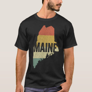 Camiseta Mapa Retro Vintage do Estado de Maine ao Pôr do So