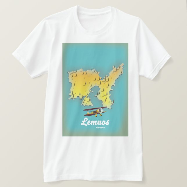 Camiseta Mapa retrorreflector da grécia Lemnos (Frente do Design)