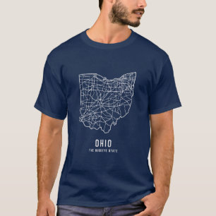 Camiseta Mapa rodoviário do Estado de Ohio - Buckeye State