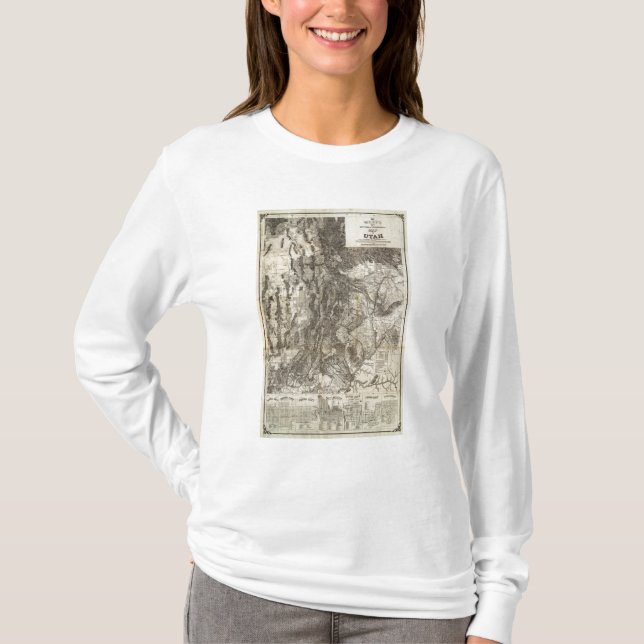 Camiseta Mapa secional do oeste e topográfico novo de Utá (Frente)