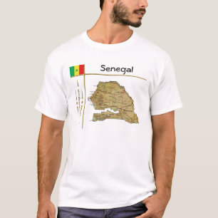Camiseta Mapa Senegal + Sinalizador + Título T-Shirt
