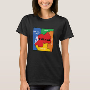 Camiseta Mapa simplificado colorido do Ruanda, país vizinho
