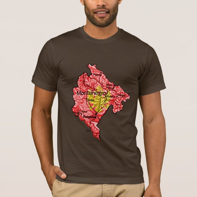 Camiseta Mapa Sinalizador Montenegro - Camisa-T (Frente)