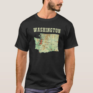 Camiseta Mapa Topográfico Das Grandes Cidades Do Estado De