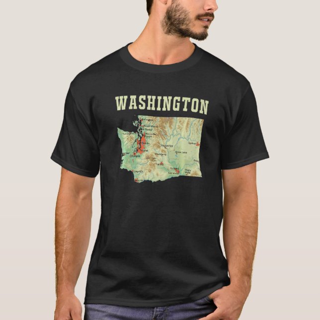 Camiseta Mapa Topográfico Das Grandes Cidades Do Estado De  (Frente)