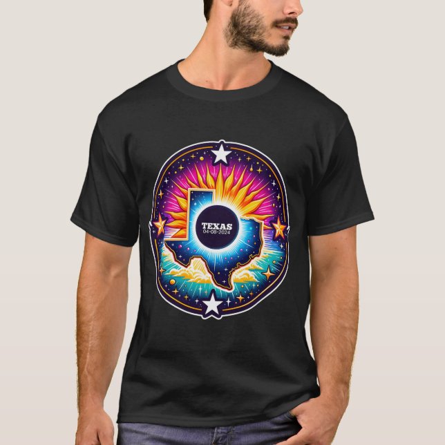 Camiseta Mapa Total do Eclipse Solar 8 de abril de 2024 (Frente)