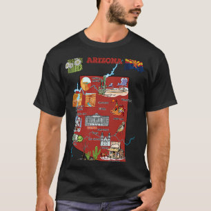 Camiseta mapa turístico do estado Arizona dos Estados Unido