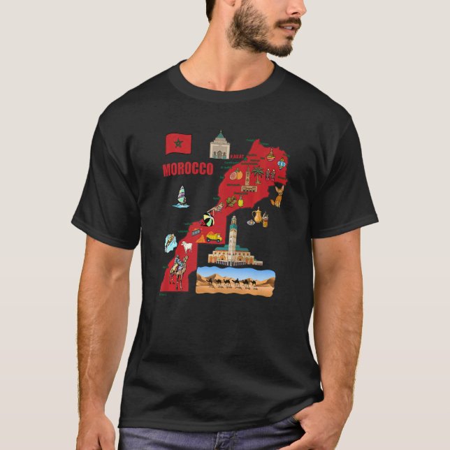 Camiseta Mapa Turístico Dos Principais Símbolos De Bandeira (Frente)