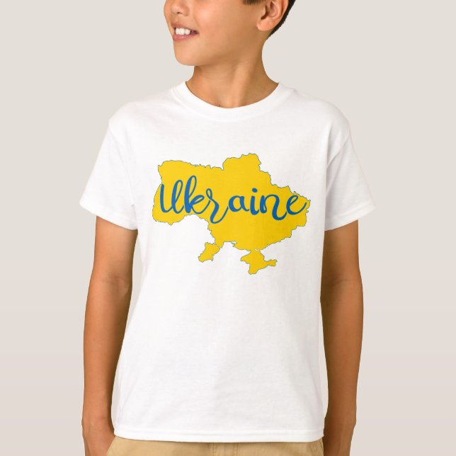Camiseta Mapa ucraniano e letra T-Shirt (Frente)
