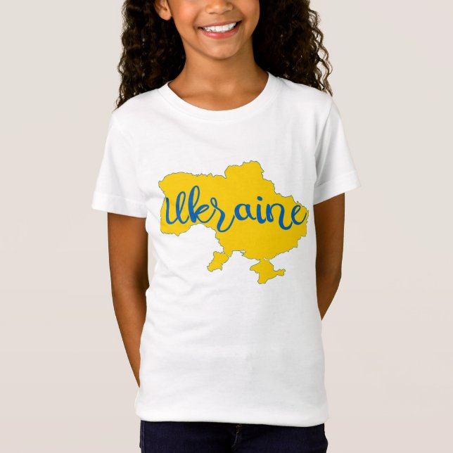 Camiseta Mapa ucraniano e letra T-Shirt (Frente)