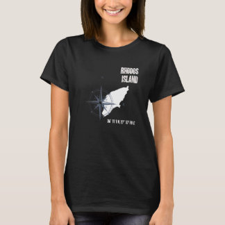 Camiseta Mapa Va das Coordenadas do Mar Mediterrâneo da Ilh