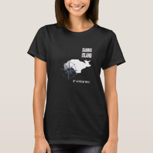 Camiseta Mapa Va das Coordenadas do Mar Mediterrâneo da Ilh