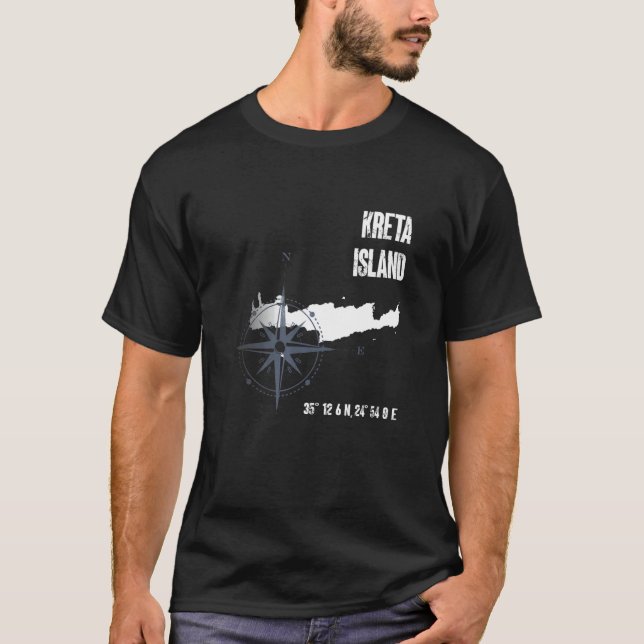 Camiseta Mapa Vac das Coordenadas do Mar Mediterrâneo de Cr (Frente)