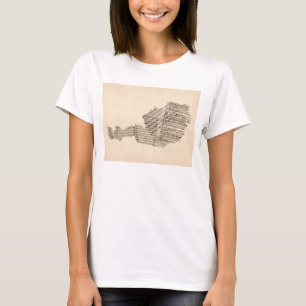 Camiseta Mapa velho da partitura do mapa de Áustria