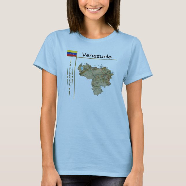 Camiseta Mapa Venezuela + Sinalizador + Título T-Shirt (Frente)