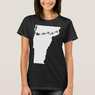 Camiseta Mapa Vermont Papai noel XM de Natal como renas