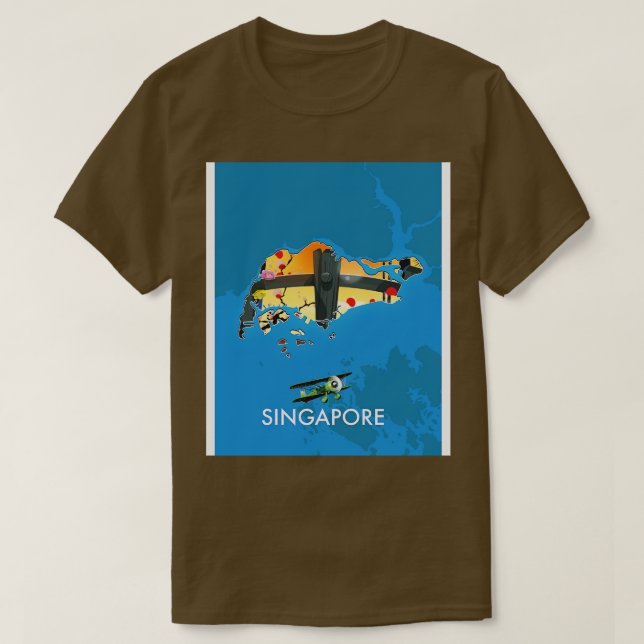 Camiseta Mapa viagem de Singapura (Frente do Design)