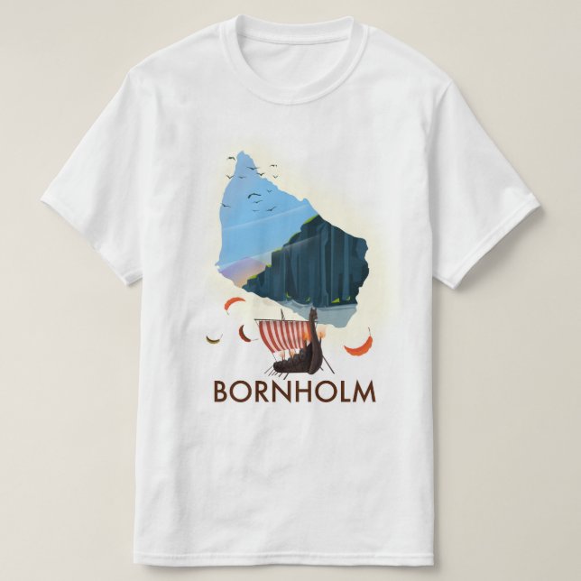 Camiseta Mapa viking da ilha de Bornholm (Frente do Design)