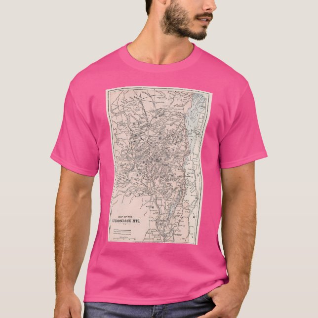 Camiseta Mapa Vintage Das Montanhas Adirondack (1901) Bas (Frente)