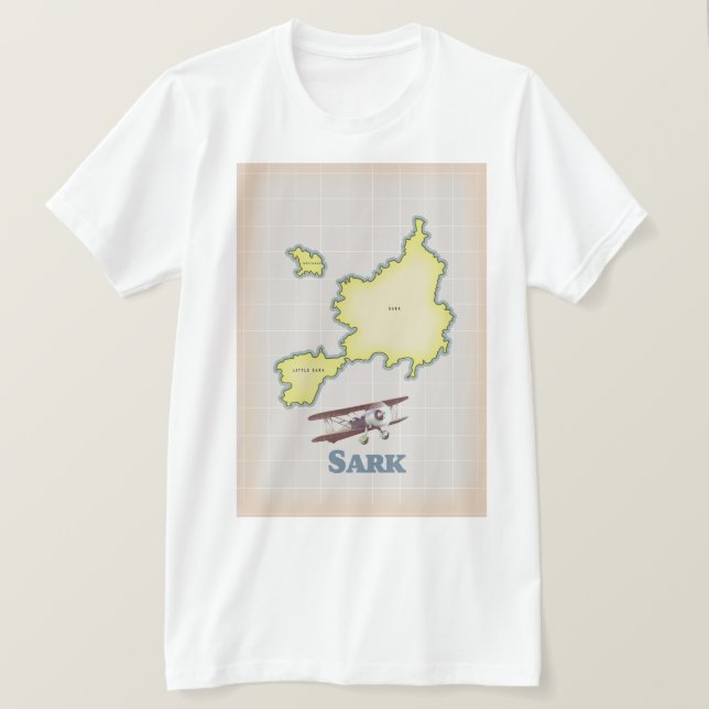 Camiseta Mapa vintage de Sark estilo retrô (Frente do Design)