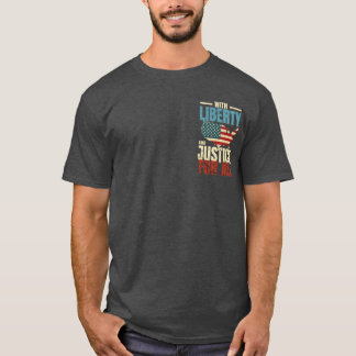 Camiseta Mapa Vintage Liberdade e Justiça para Todos os EUA