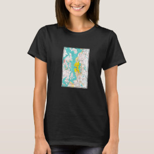 Camiseta Mapa Vintage Seattle e Puget Sound 1970
