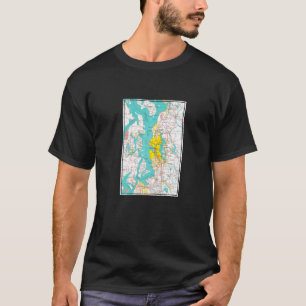 Camiseta Mapa Vintage Seattle e Puget Sound 1970