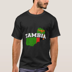 Camiseta Mapa Zâmbia E Bandeira Souvenir Zambiano