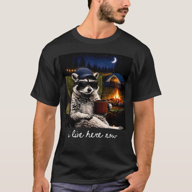 Camiseta Mapache De Acampada Tripulación Divertida De Fogat (Frente)