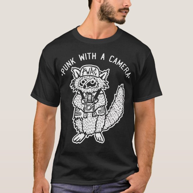 Camiseta Mapache Punk Com Uma Câmera (Frente)