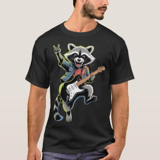 Camiseta Mapache Rockstar com Guitarra Elétrica vintage fam