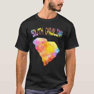Camiseta Mapas de Estado da Carolina do Sul Multicolor Wate