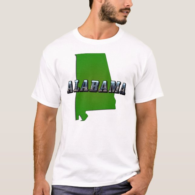 Camiseta Mapear Contorno e Imagem Texto do Alabama (Frente)