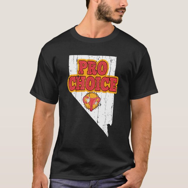 Camiseta Mapeie o Aborto Estadual de Nevada Feminista Pro C (Frente)