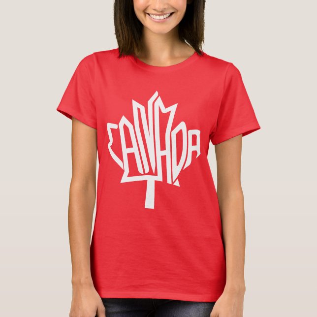 Camiseta Maple CANADA TEXT FLAG LOGO BY MASANSER PIXELAT (Frente)