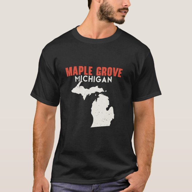 Camiseta Maple Grove Michigan State America Viagem Mich (Frente)