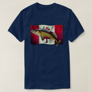 Camiseta Maple Leaf Canadian Flag & Walleye Pike T-Shirt