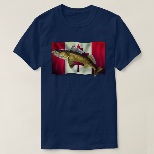 Camiseta Maple Leaf Canadian Flag & Walleye Pike T-Shirt (Frente do Design)