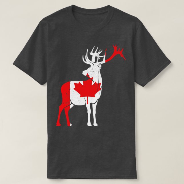 Camiseta Maple Leaf Deer Canadian Flag Canadá (Frente do Design)