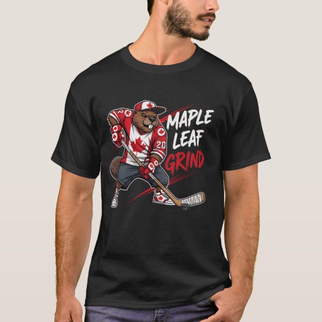 Camiseta Maple Leaf Grind - Castor de Hóquei Canadense (Frente)